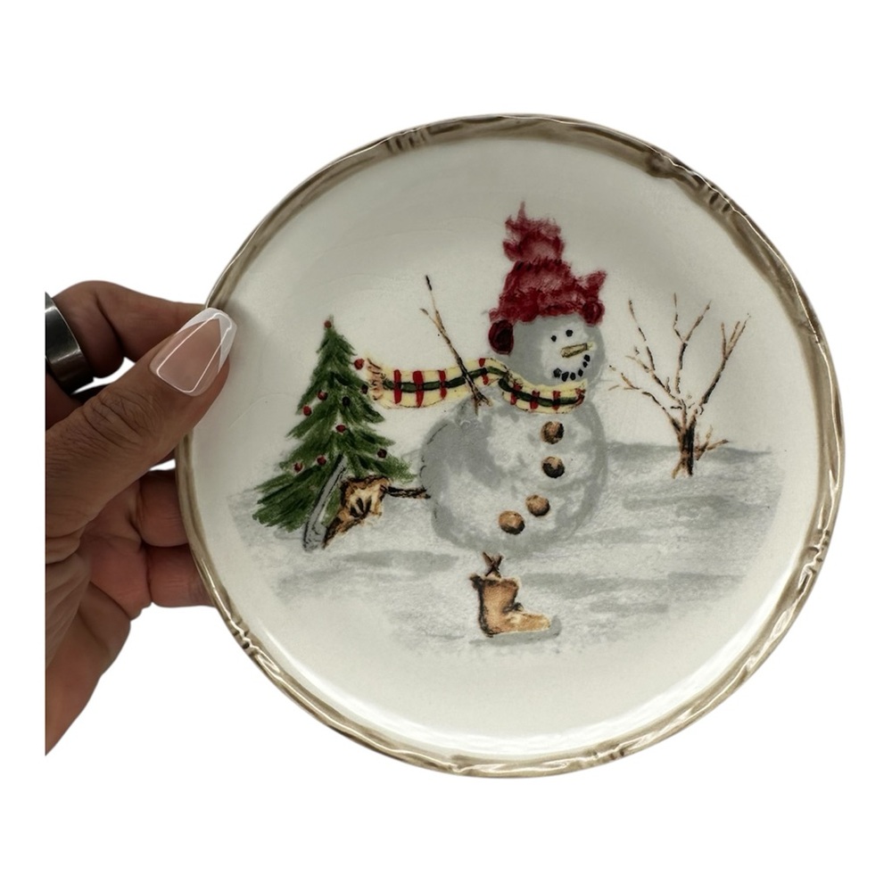 American Atelier Snowman Ceramic Bread Plate